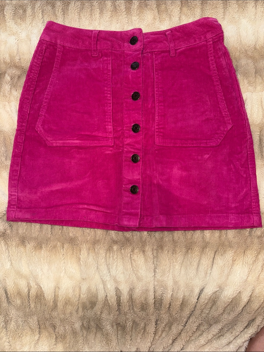 Hot Pink Corduroy Mini Skirt